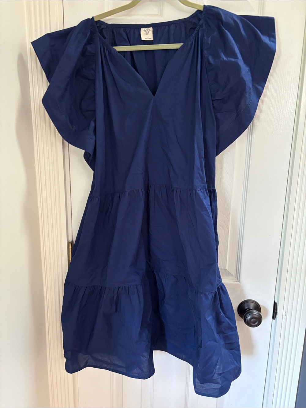Flutter-Sleeve Mini Dress in Royal Blue